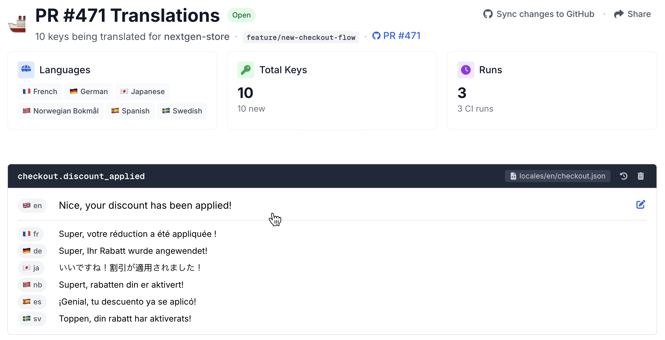 PR review UI in Localhero.ai